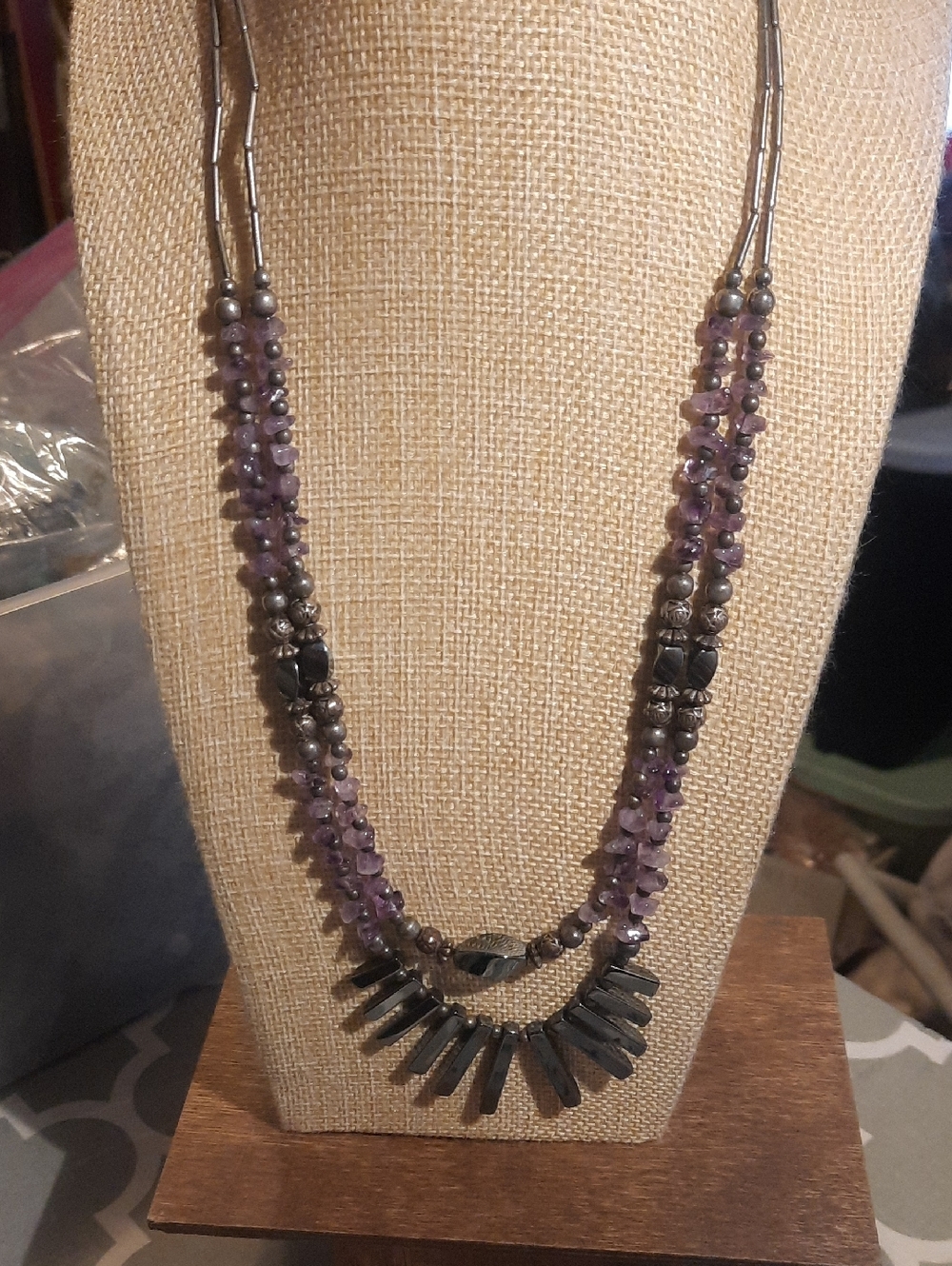 Amethyst and Hematite Layered Statement Necklace